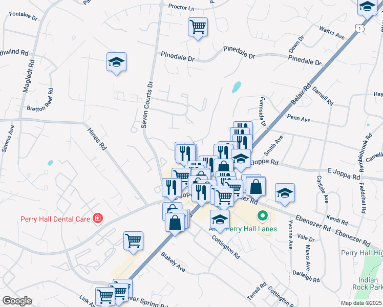map of restaurants, bars, coffee shops, grocery stores, and more near 4124 India Avenue in Nottingham