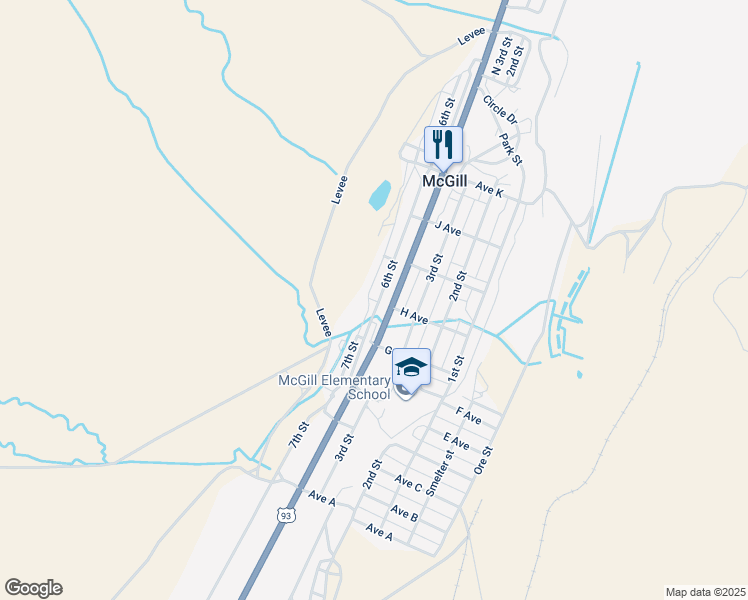 map of restaurants, bars, coffee shops, grocery stores, and more near 2 Avenue H in McGill