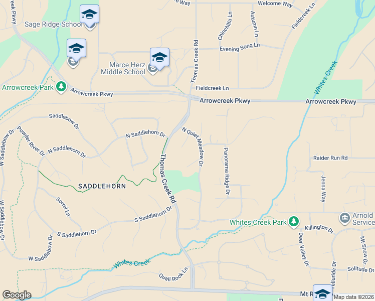 map of restaurants, bars, coffee shops, grocery stores, and more near 14260 Bandolier Court in Reno