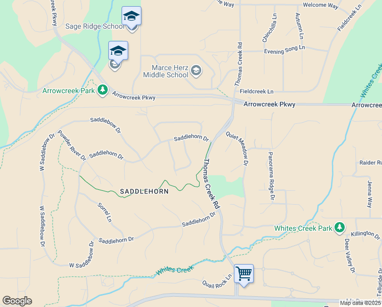 map of restaurants, bars, coffee shops, grocery stores, and more near 14285 East Windriver Lane in Reno