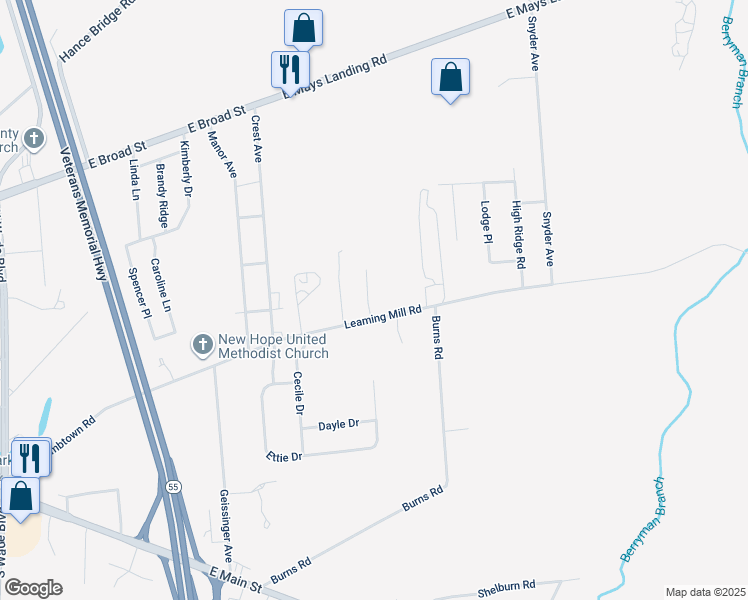 map of restaurants, bars, coffee shops, grocery stores, and more near 9 Greenlawn Court in Millville
