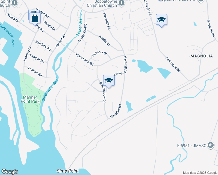 map of restaurants, bars, coffee shops, grocery stores, and more near 211 Stillmeadow Drive in Joppatowne