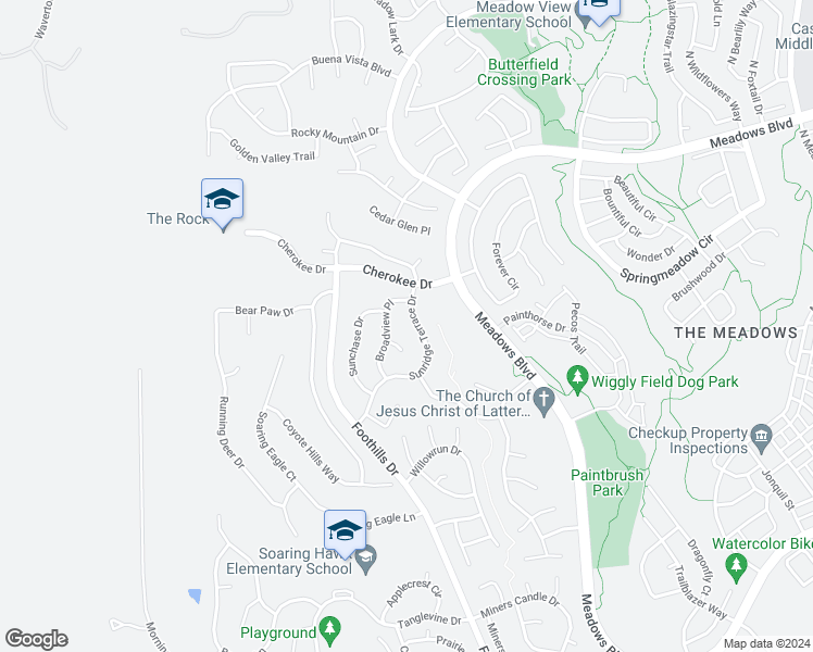 map of restaurants, bars, coffee shops, grocery stores, and more near 3857 Sunridge Terrace Drive in Castle Rock