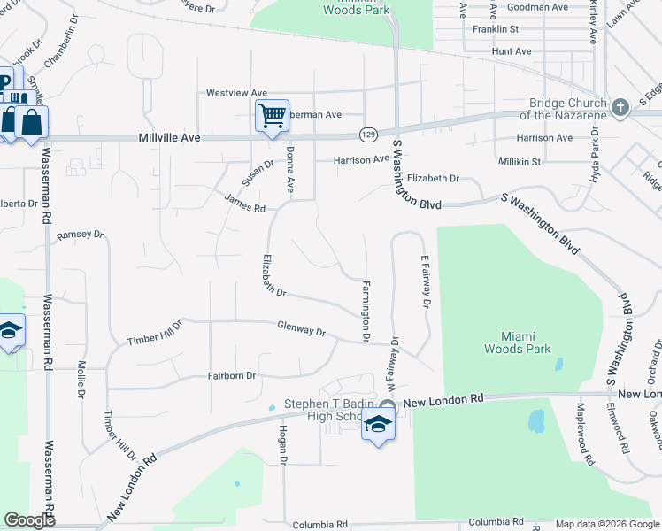 map of restaurants, bars, coffee shops, grocery stores, and more near 233 South Gersam Avenue in Hamilton