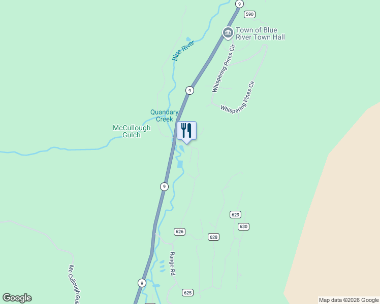 map of restaurants, bars, coffee shops, grocery stores, and more near 4192 Colorado 9 in Breckenridge