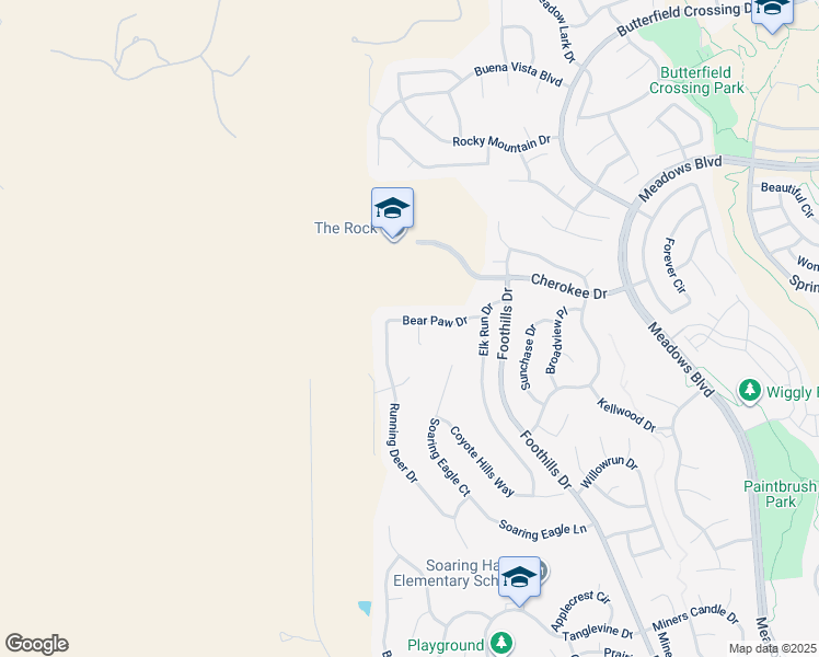 map of restaurants, bars, coffee shops, grocery stores, and more near 5131 Bear Paw Drive in Castle Rock