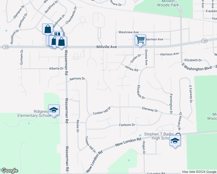 map of restaurants, bars, coffee shops, grocery stores, and more near 1 Petty Drive in Hamilton