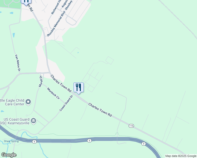 map of restaurants, bars, coffee shops, grocery stores, and more near 81 Night Star Terrace in Kearneysville