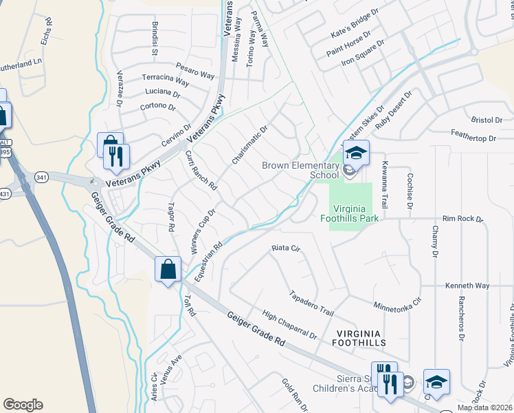 map of restaurants, bars, coffee shops, grocery stores, and more near 630 Caspian Court in Reno