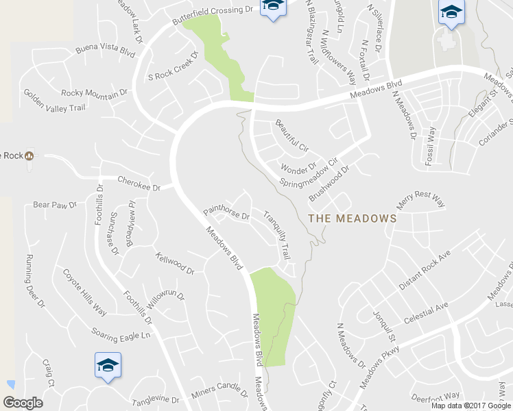map of restaurants, bars, coffee shops, grocery stores, and more near 3866 Tranquility Trail in Castle Rock