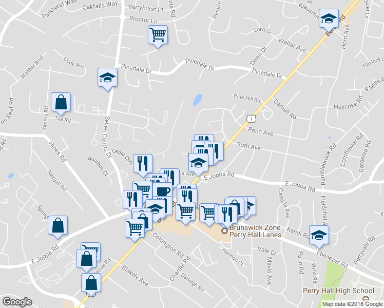 map of restaurants, bars, coffee shops, grocery stores, and more near 14 Minte Drive in Nottingham