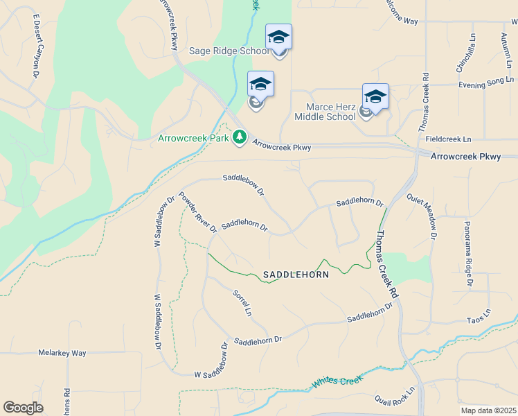 map of restaurants, bars, coffee shops, grocery stores, and more near 14165 Saddlebow Drive in Reno