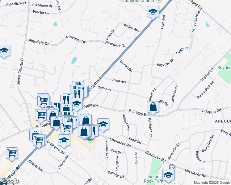 map of restaurants, bars, coffee shops, grocery stores, and more near 4223 Soth Avenue in Nottingham
