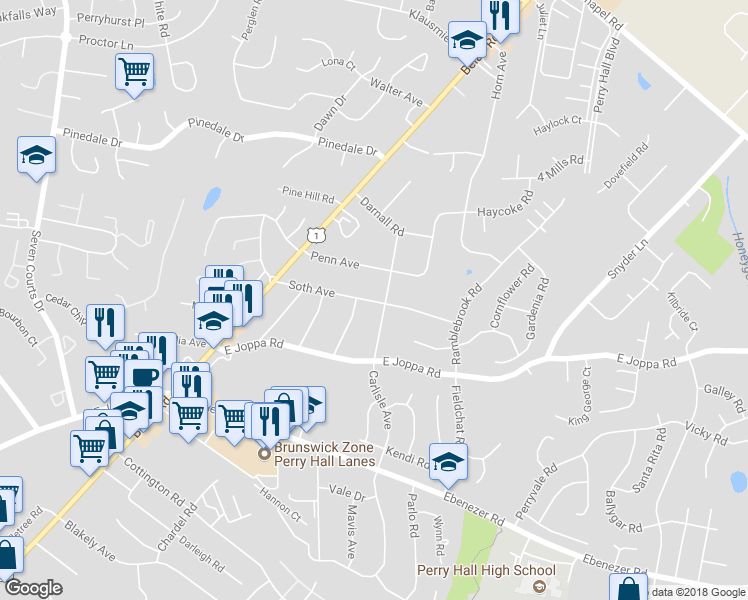 map of restaurants, bars, coffee shops, grocery stores, and more near 4232 Soth Avenue in Nottingham