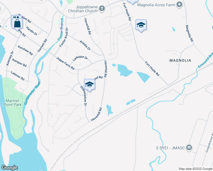 map of restaurants, bars, coffee shops, grocery stores, and more near 227 Haverhill Road in Joppatowne