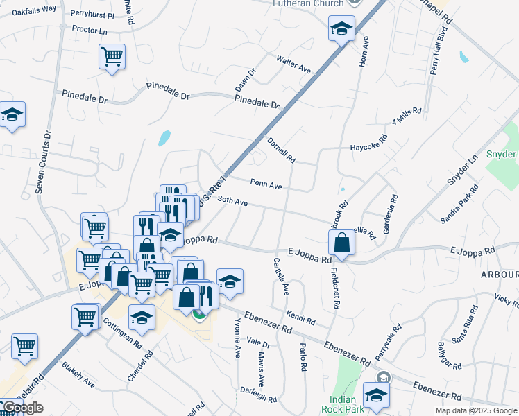 map of restaurants, bars, coffee shops, grocery stores, and more near 4223 Soth Avenue in Nottingham