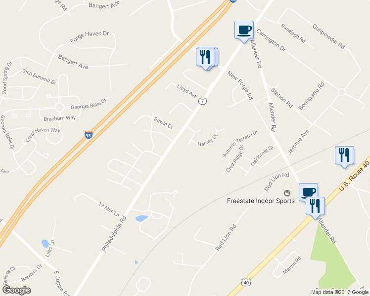 map of restaurants, bars, coffee shops, grocery stores, and more near 11400 Eunice Court in White Marsh