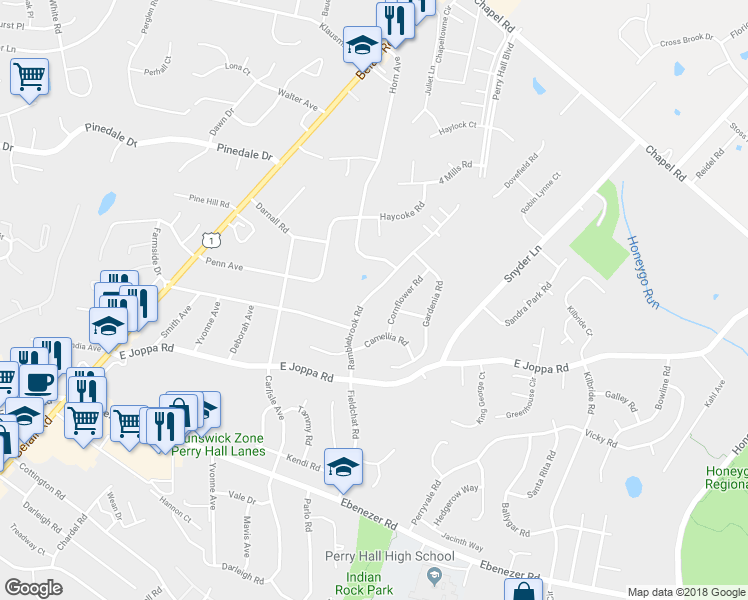 map of restaurants, bars, coffee shops, grocery stores, and more near 9211 Ramblebrook Road in Nottingham