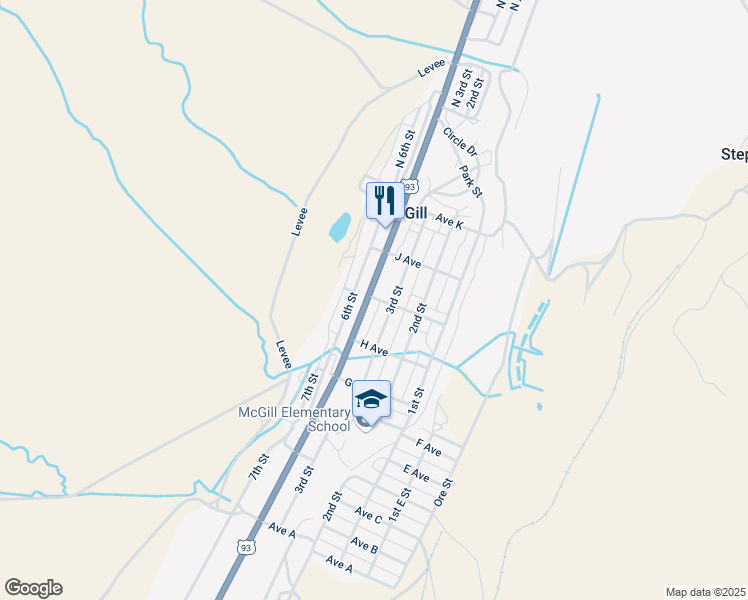 map of restaurants, bars, coffee shops, grocery stores, and more near 41B South 4th Street in McGill