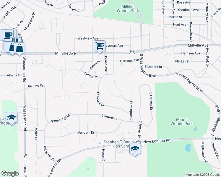 map of restaurants, bars, coffee shops, grocery stores, and more near 30 Leah Court in Hamilton