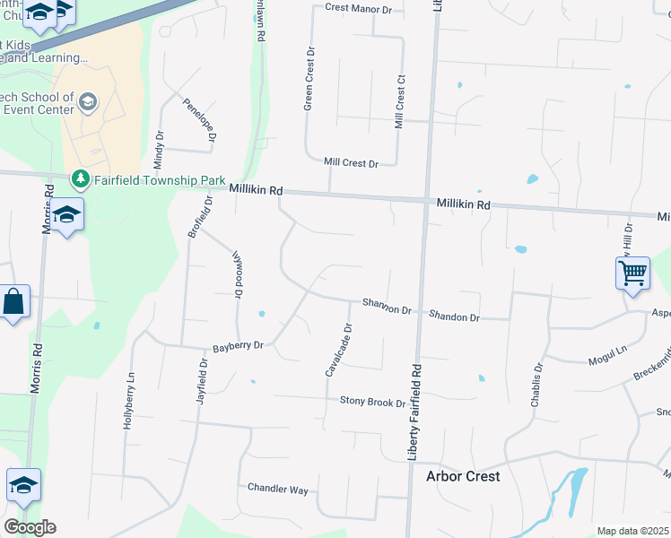 map of restaurants, bars, coffee shops, grocery stores, and more near 4115 Bayberry Court in Hamilton