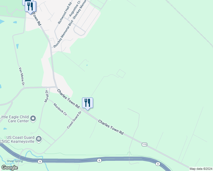 map of restaurants, bars, coffee shops, grocery stores, and more near 231 White Violet Way in Kearneysville