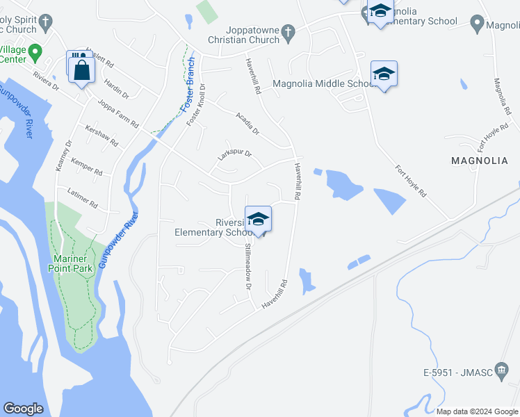 map of restaurants, bars, coffee shops, grocery stores, and more near 406 Ripplewood Road in Harford County