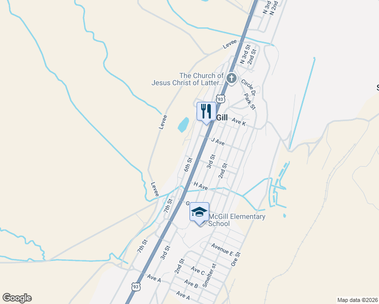 map of restaurants, bars, coffee shops, grocery stores, and more near 15 6th Street in McGill