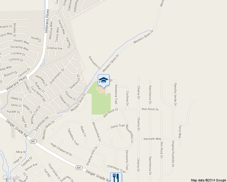 map of restaurants, bars, coffee shops, grocery stores, and more near 13745 Kewanna Trail in Reno