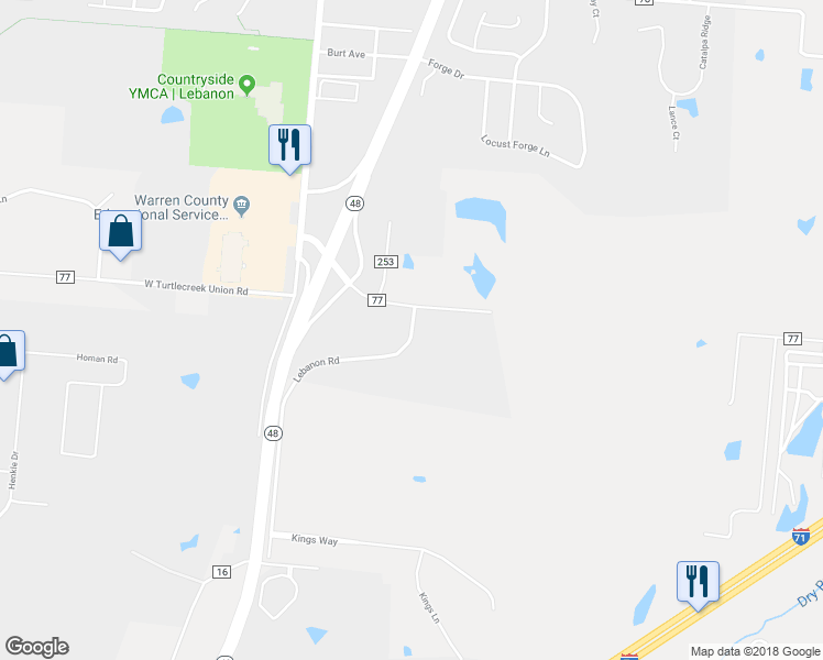 map of restaurants, bars, coffee shops, grocery stores, and more near 362 Lebanon Road in Lebanon