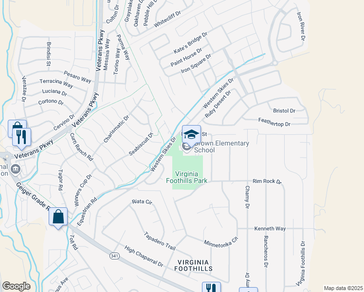 map of restaurants, bars, coffee shops, grocery stores, and more near 13815 Spelling Court in Reno
