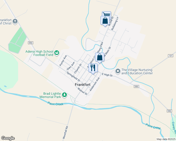 map of restaurants, bars, coffee shops, grocery stores, and more near 69 2nd Street in Frankfort