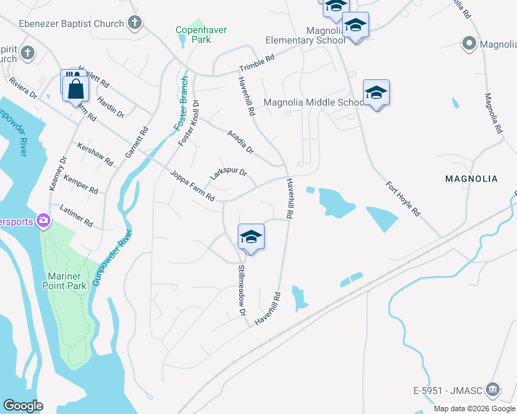 map of restaurants, bars, coffee shops, grocery stores, and more near 306 Sheffield Court in Harford County