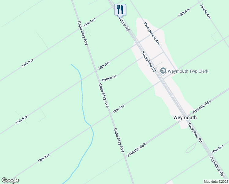 map of restaurants, bars, coffee shops, grocery stores, and more near 61 Cape May Avenue in Atlantic County