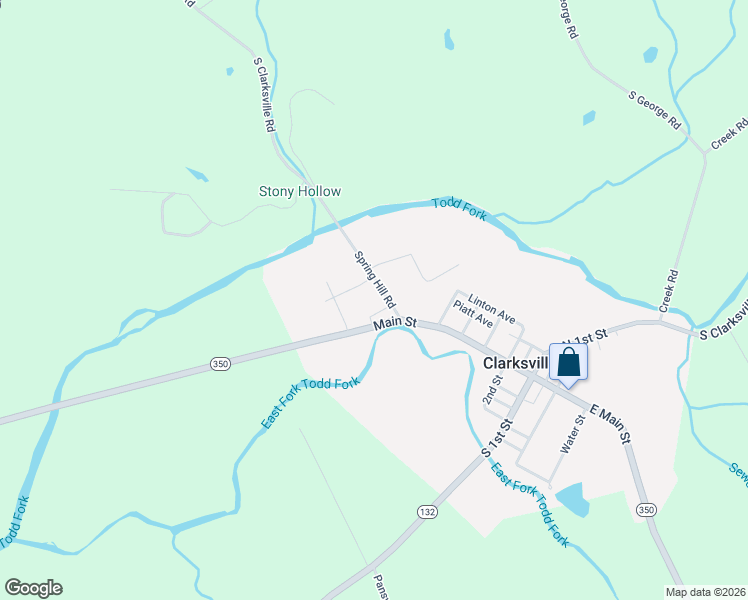 map of restaurants, bars, coffee shops, grocery stores, and more near 75 Spring Hill Road in Clarksville