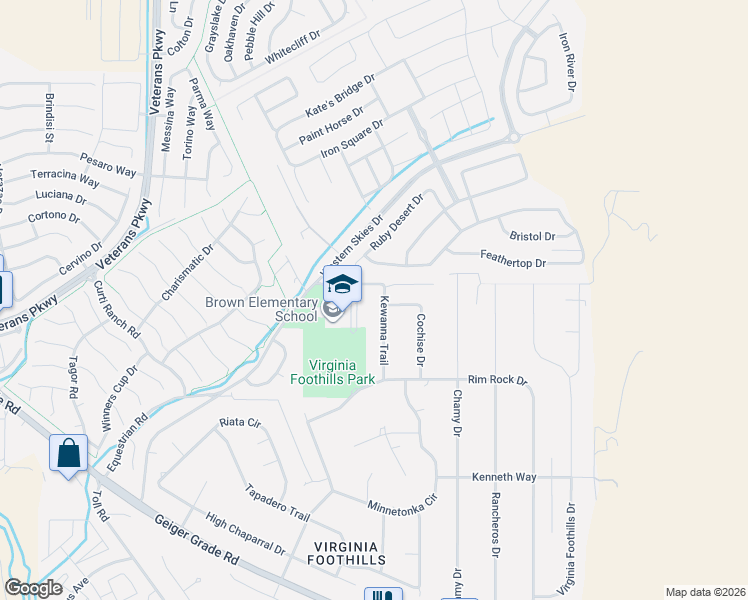map of restaurants, bars, coffee shops, grocery stores, and more near 13745 Kewanna Trail in Reno