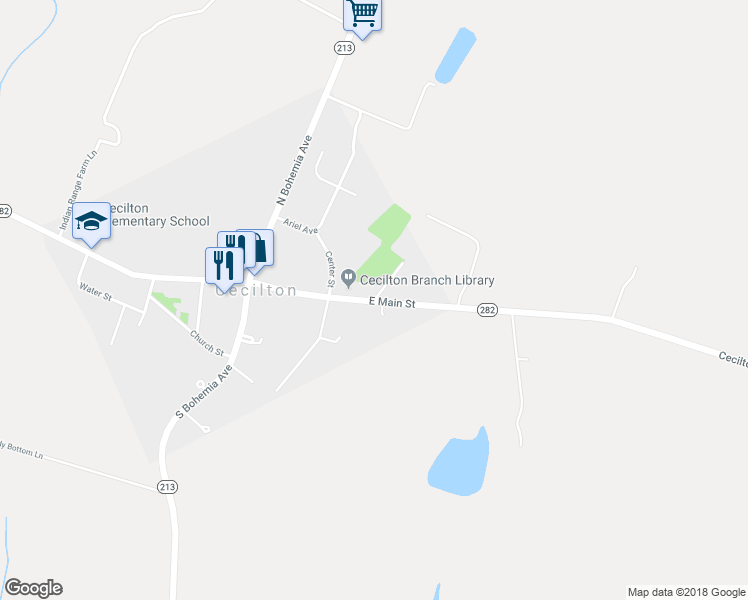 map of restaurants, bars, coffee shops, grocery stores, and more near 225 East Main Street in Cecilton