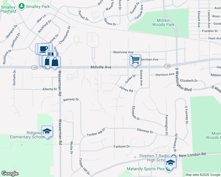 map of restaurants, bars, coffee shops, grocery stores, and more near 109 Craig Drive in Hamilton