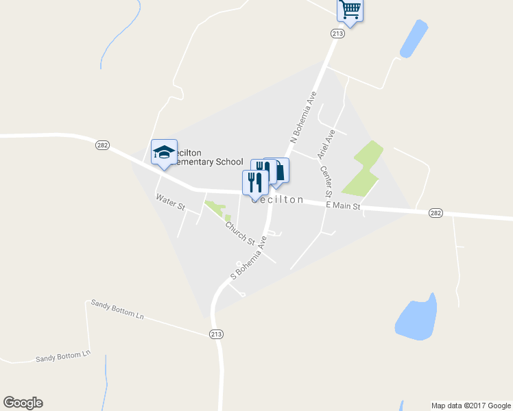 map of restaurants, bars, coffee shops, grocery stores, and more near 122 W Main St in Cecilton