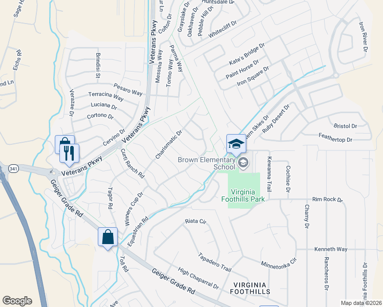 map of restaurants, bars, coffee shops, grocery stores, and more near 599 Needles Court in Reno