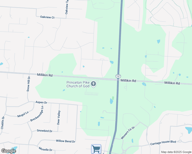 map of restaurants, bars, coffee shops, grocery stores, and more near 4860 Millikin Road in Butler County