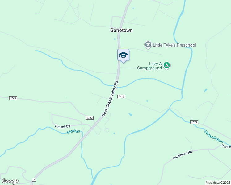 map of restaurants, bars, coffee shops, grocery stores, and more near 15 East Ganotown Road in Hedgesville
