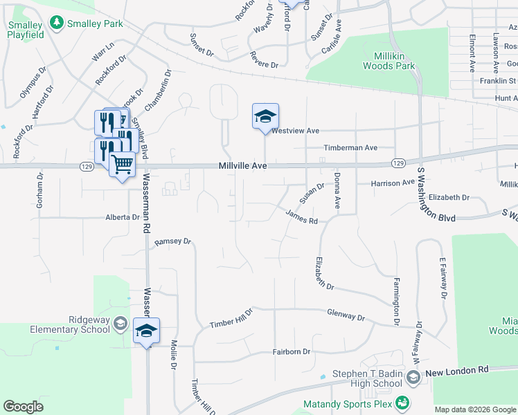 map of restaurants, bars, coffee shops, grocery stores, and more near 109 Craig Drive in Hamilton