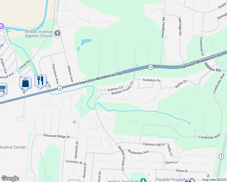 map of restaurants, bars, coffee shops, grocery stores, and more near 2778 Mill Pond Court in Hamilton