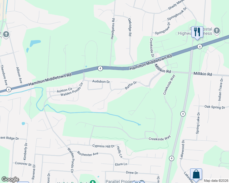 map of restaurants, bars, coffee shops, grocery stores, and more near 6254 Zilpha Court in Hamilton
