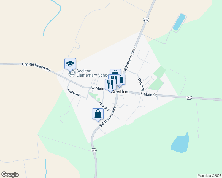 map of restaurants, bars, coffee shops, grocery stores, and more near in Cecilton