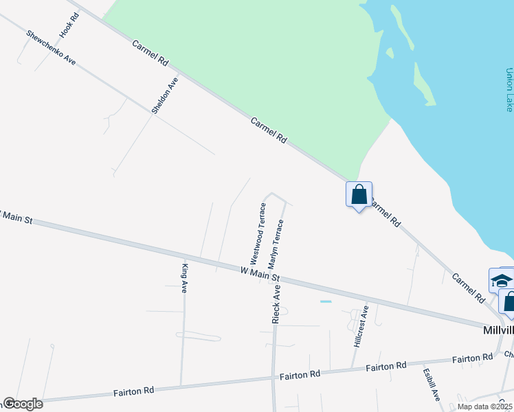 map of restaurants, bars, coffee shops, grocery stores, and more near 18 Westwood Terrace in Millville
