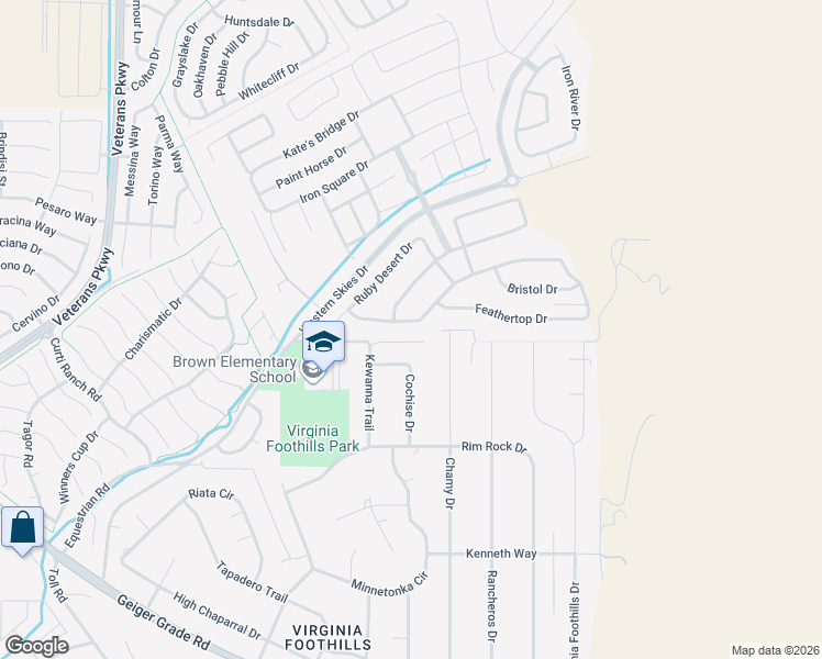 map of restaurants, bars, coffee shops, grocery stores, and more near 2900 Amethyst Hills Drive in Reno