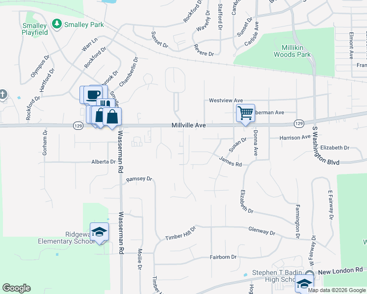 map of restaurants, bars, coffee shops, grocery stores, and more near 101 Timber Hill Drive in Hamilton