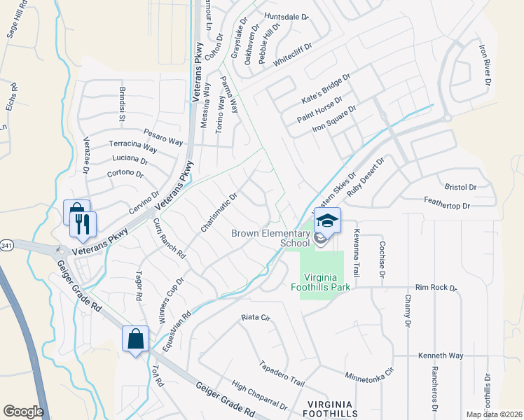 map of restaurants, bars, coffee shops, grocery stores, and more near 550 Roseben Court in Reno